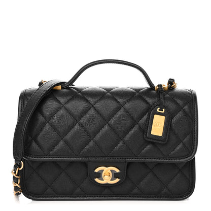 Chanel Caviar Quilted School Memory Small Top Handle Flap Black 1 of 11