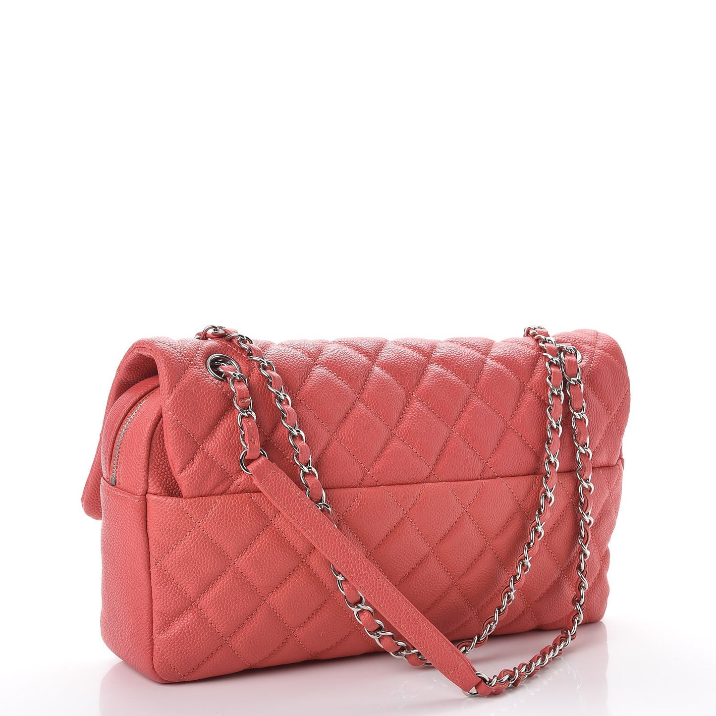 Caviar Quilted Jumbo Easy Flap Coral