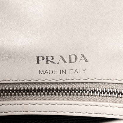 Prada Soft Calfskin Impunture Diagramme Medium Chain Flap Shoulder Bag White 7 of 9