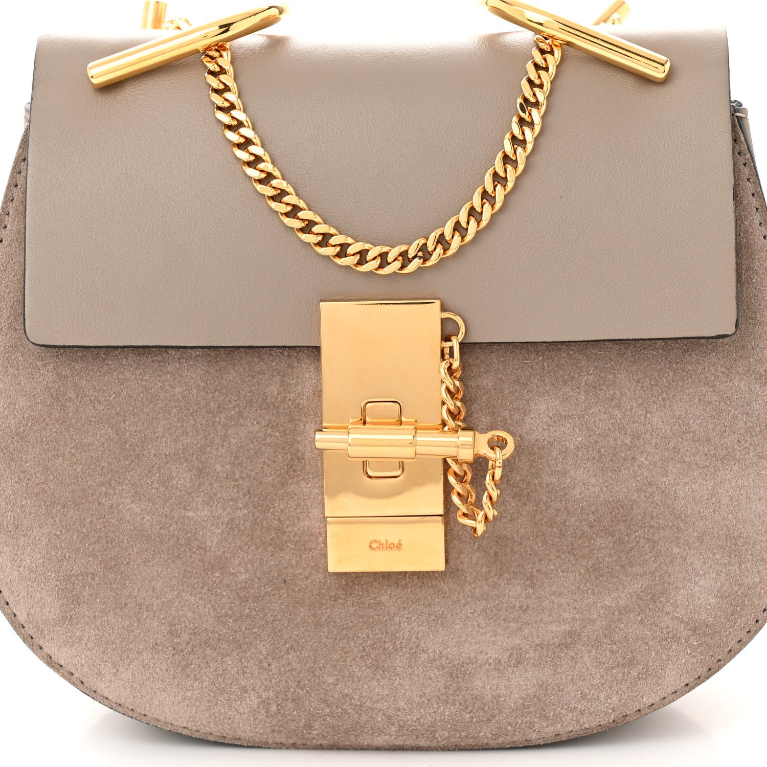 Chloe Suede Smooth Calfskin Mini Drew Shoulder Bag Motty Grey 7 of 9