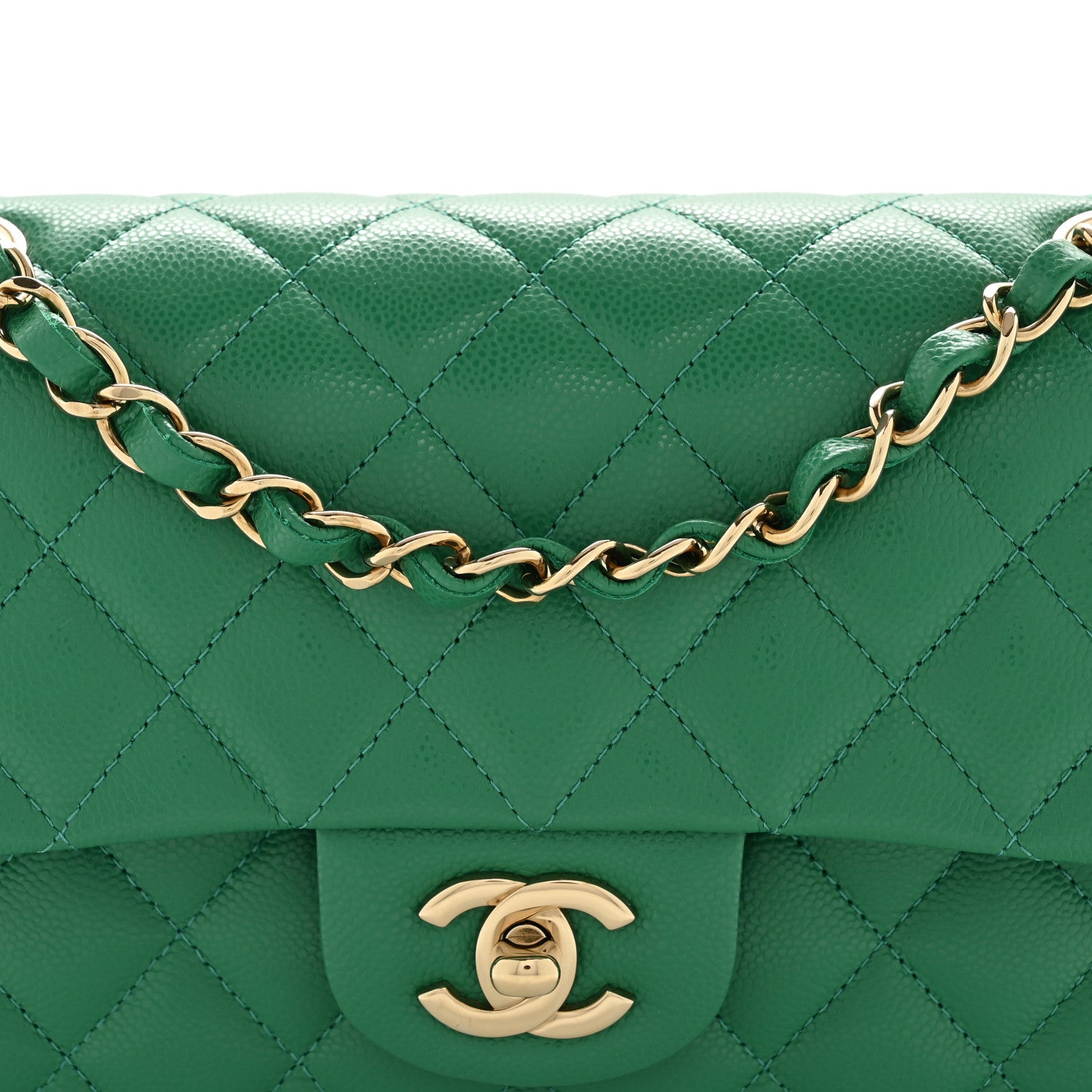 Chanel Caviar Quilted Small Double Flap Green 8 of 12