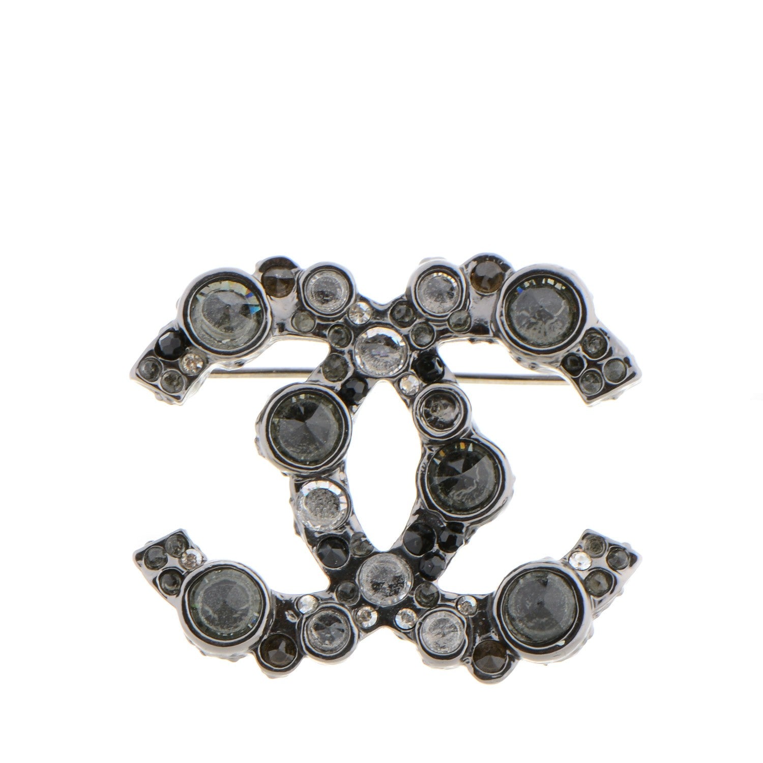 Chanel Ruthenium Crystal CC Brooch 1 of 6