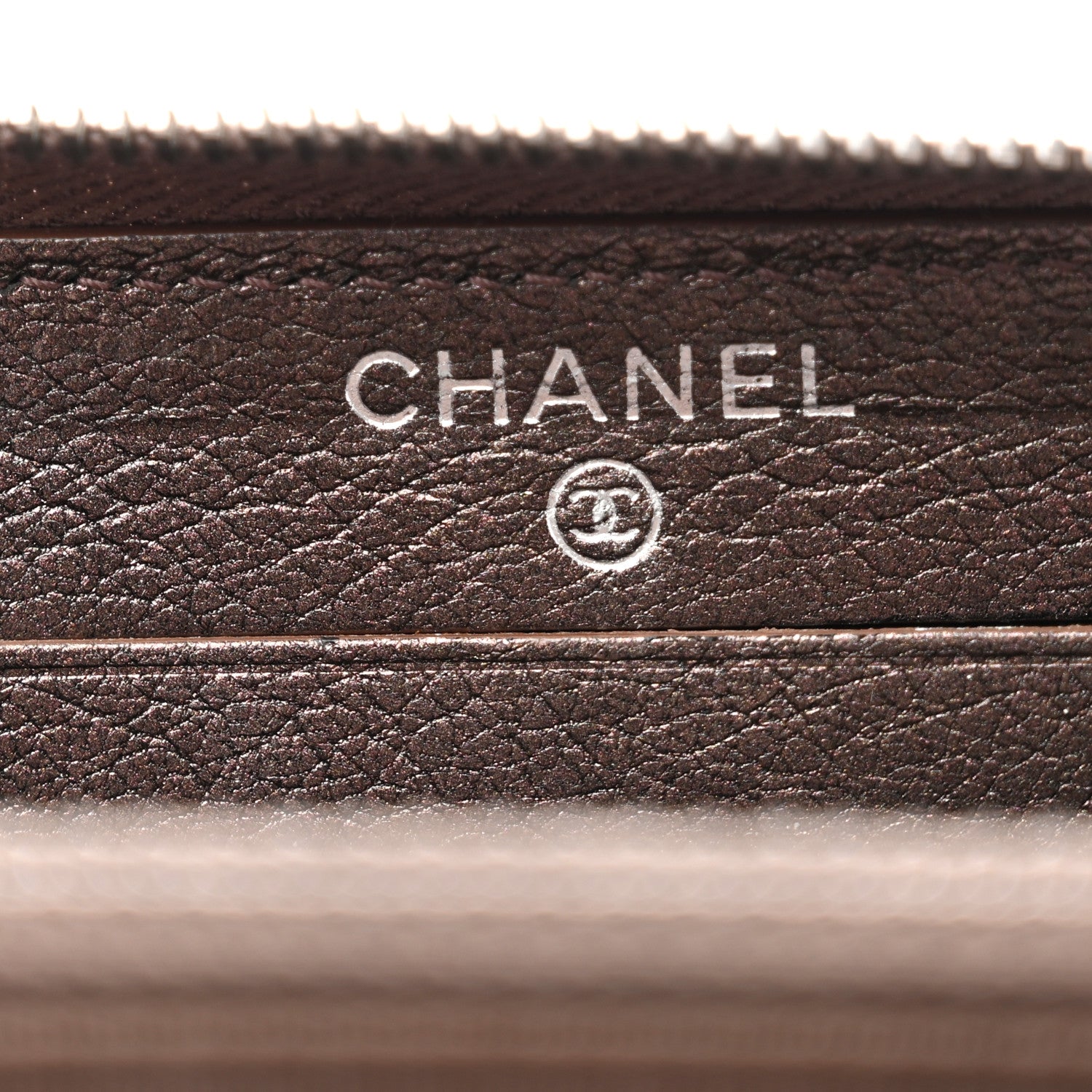 Chanel Iridescent Goatskin Quilted Small Zip Around Wallet Bronze 6 of 11