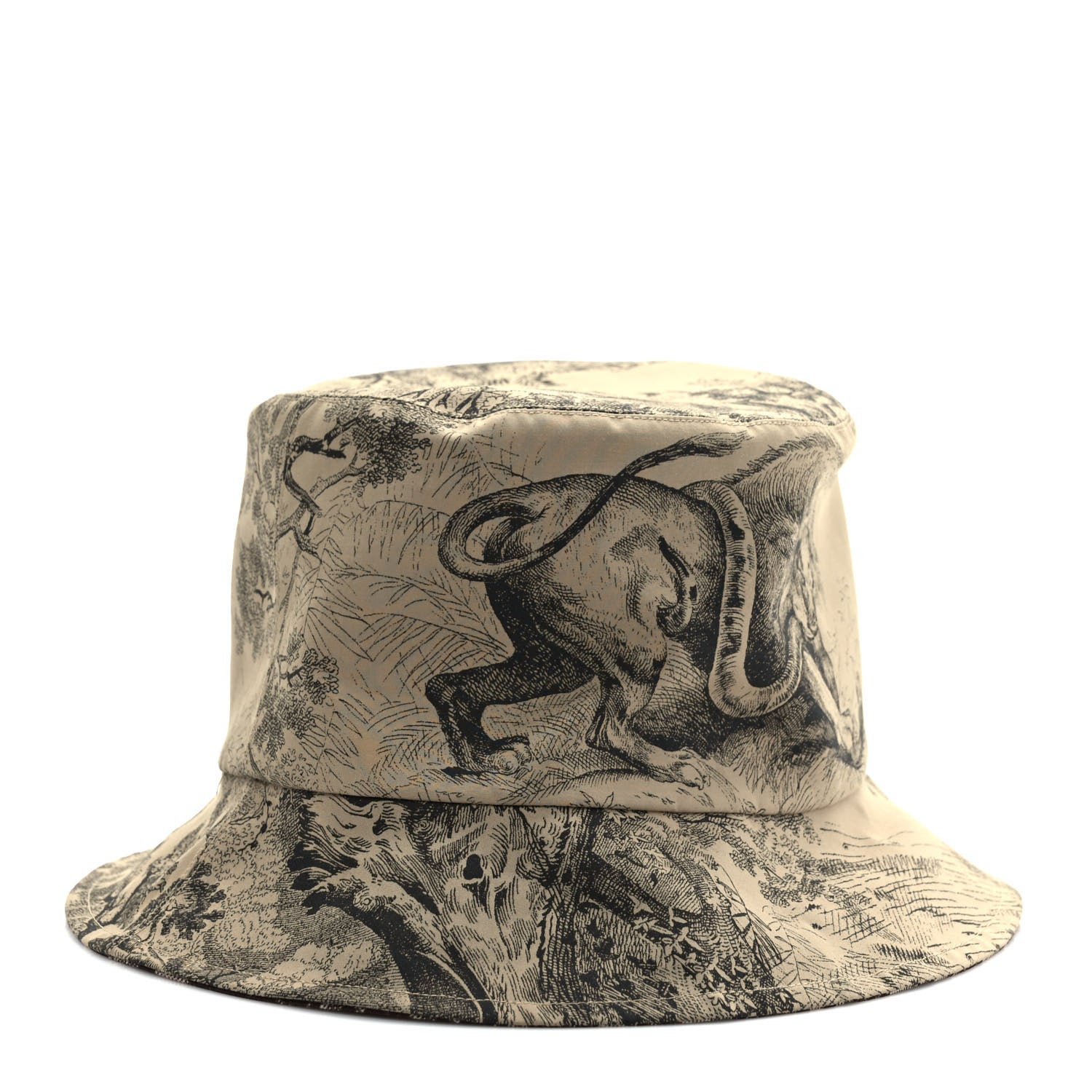 Christian Dior Oblique Toile De Jouy Reversible Teddy-D Small Brim Bucket Hat 58 Hazelnut Black 4 of 13