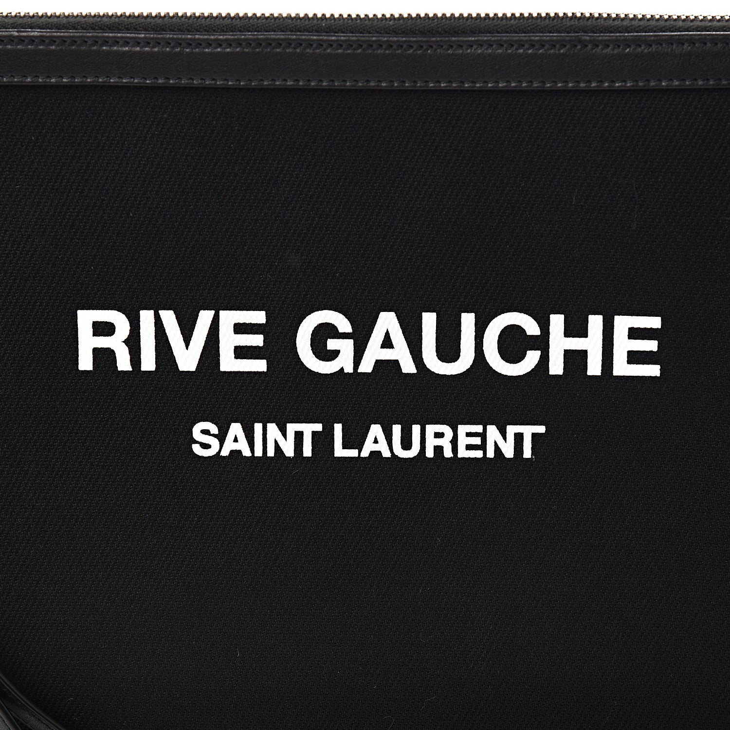 Saint Laurent Linen Canvas Rive Gouche Zipped Pouch Black 7 of 8