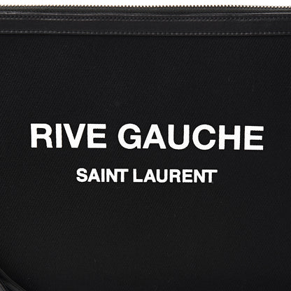 Saint Laurent Linen Canvas Rive Gouche Zipped Pouch Black 7 of 8