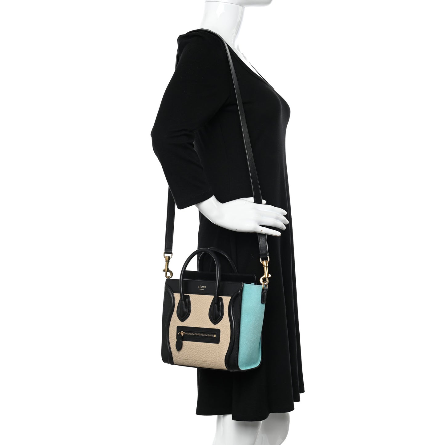 Drummed Calfskin Nano Tri-Color Luggage Antarctic