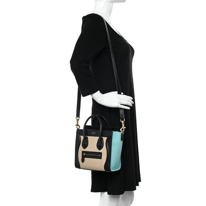 Celine Drummed Calfskin Nano Tri-Color Luggage Antarctic 2 of 9