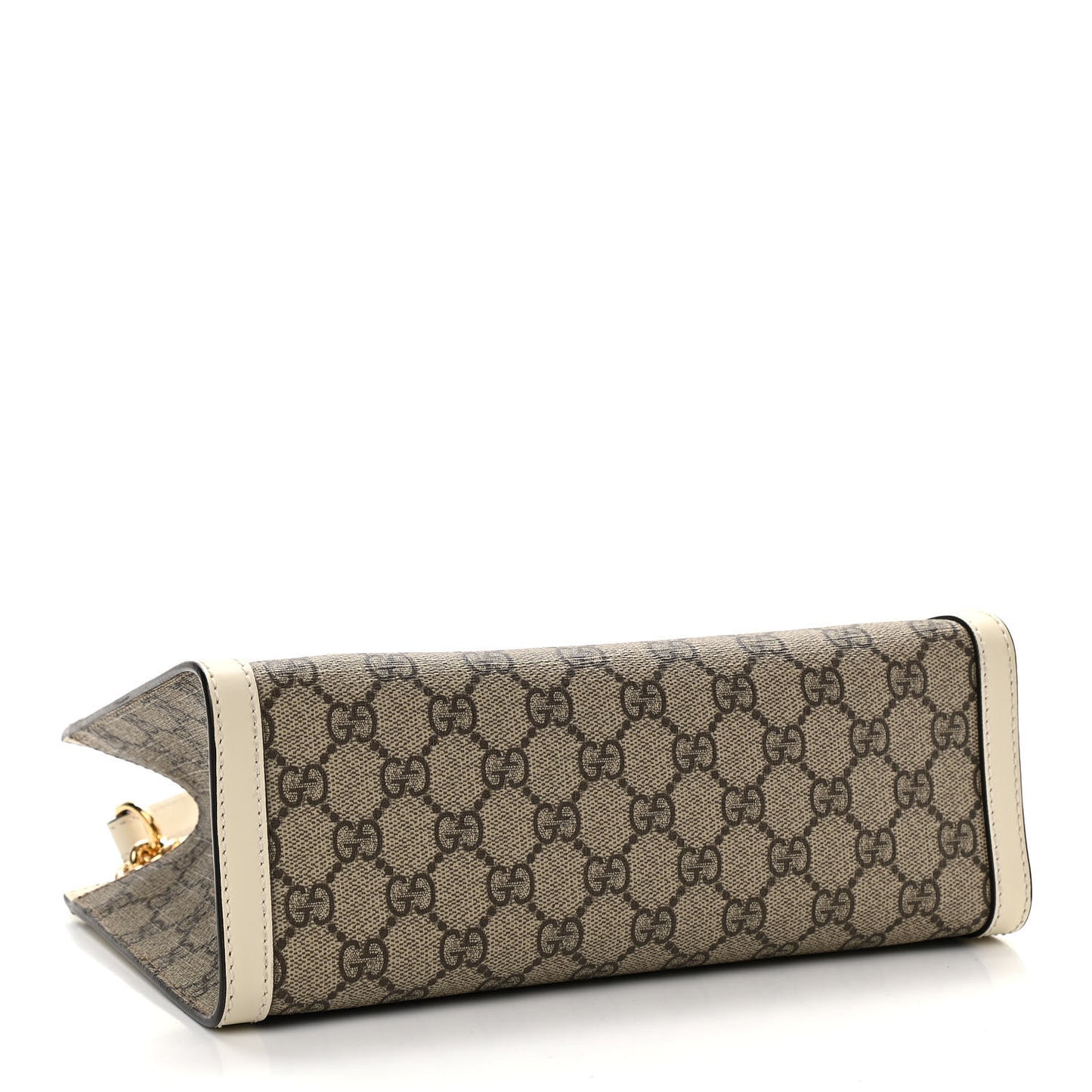GG Supreme Monogram Moon Calfskin Small Padlock Tote Beige Ebony Mystic White
