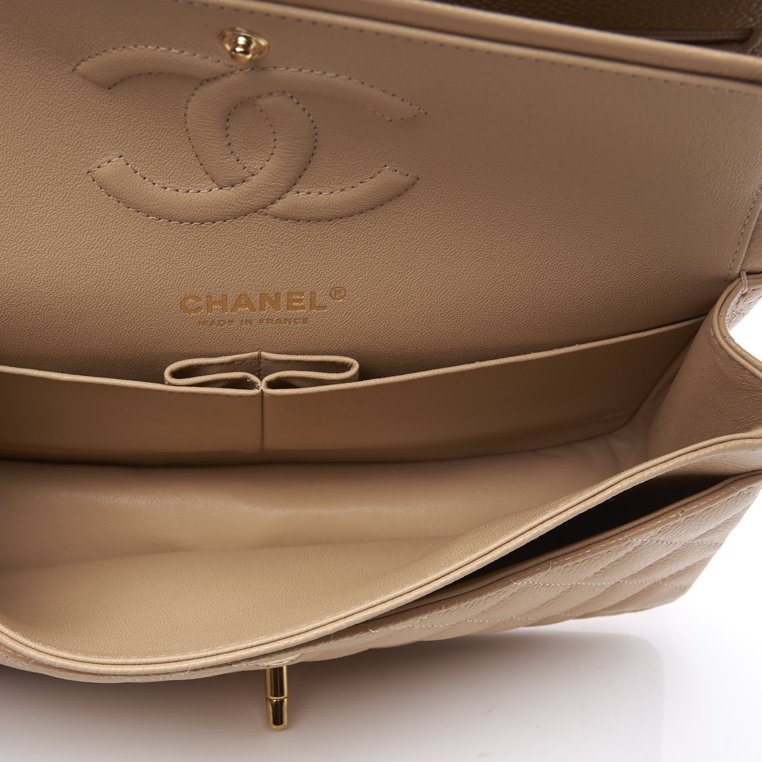 Chanel Caviar Quilted Medium Double Flap Beige Clair 4 of 10