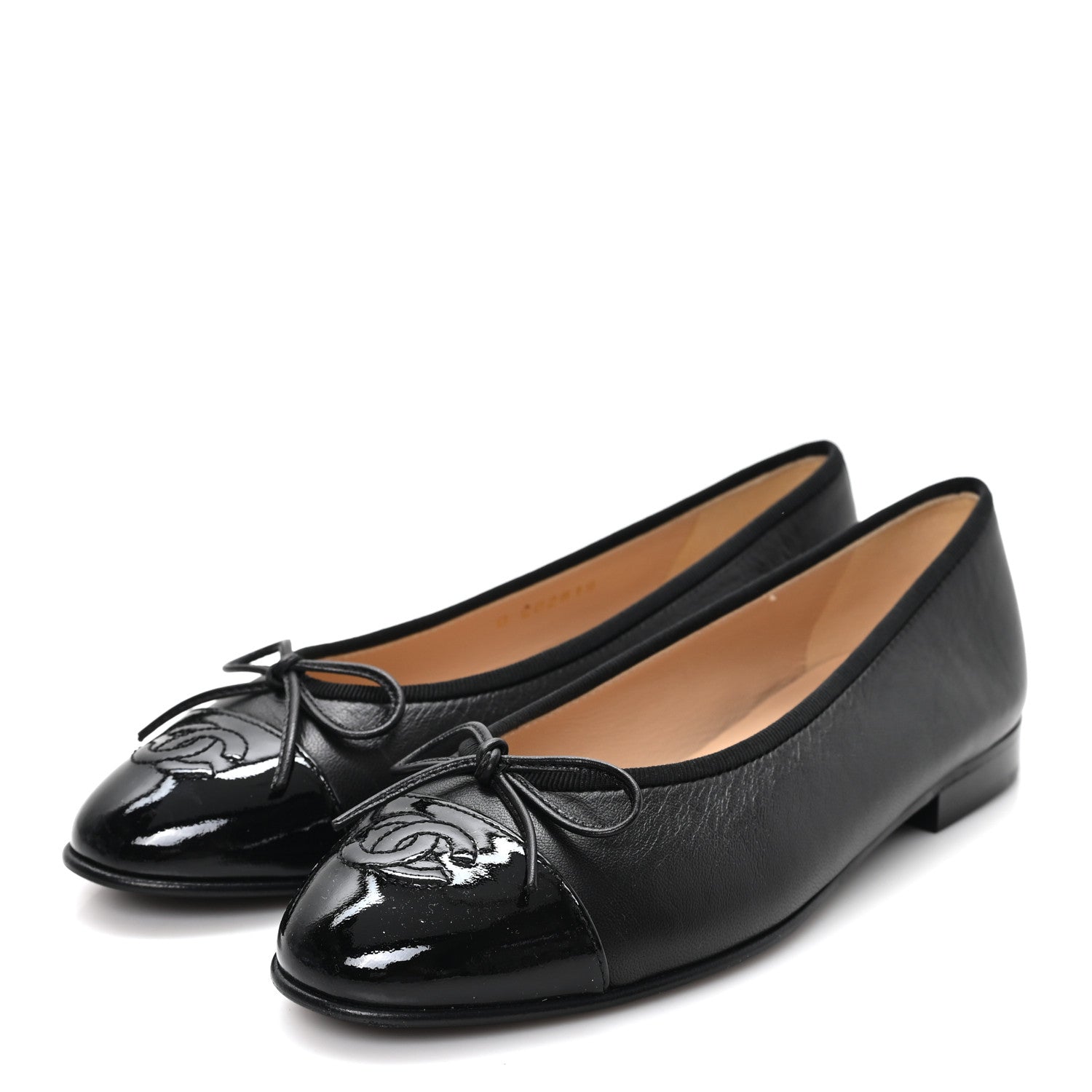 Chanel Lambskin Patent CC Cap Toe Ballerina Flats 35.5 Black 4 of 10