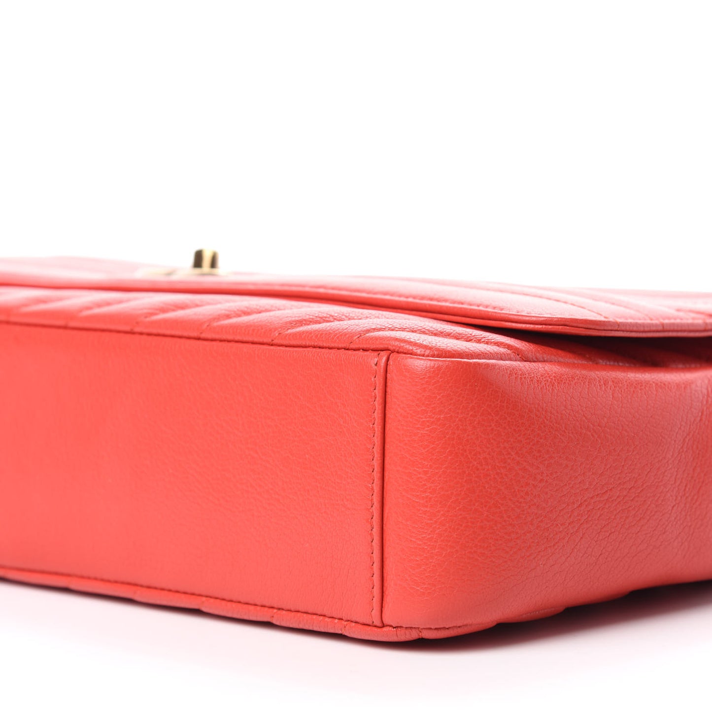 Shiny Goatskin Diagonal Quilted Small Flap Red