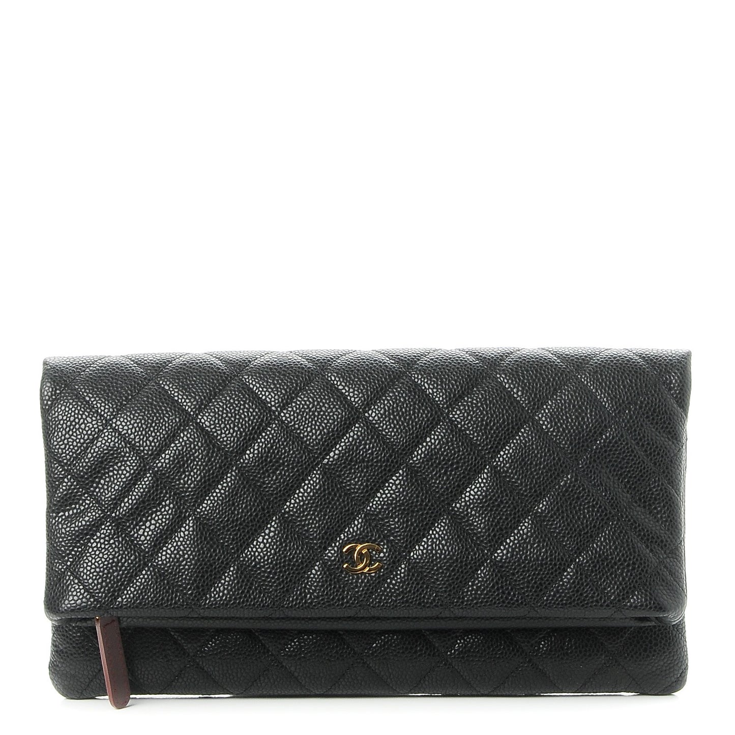 Caviar Quilted CC Beauty Clutch Black