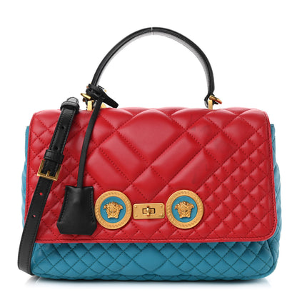 Versace Nappa Quilted Icon Shoulder Bag Red Blue Black 1 of 12
