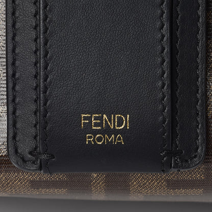 Fendi Glazed Fabric Vitello Century FF 1974 Stamp Patch Mini Peekaboo Defender Cover Mogano Panna Black 5 of 10