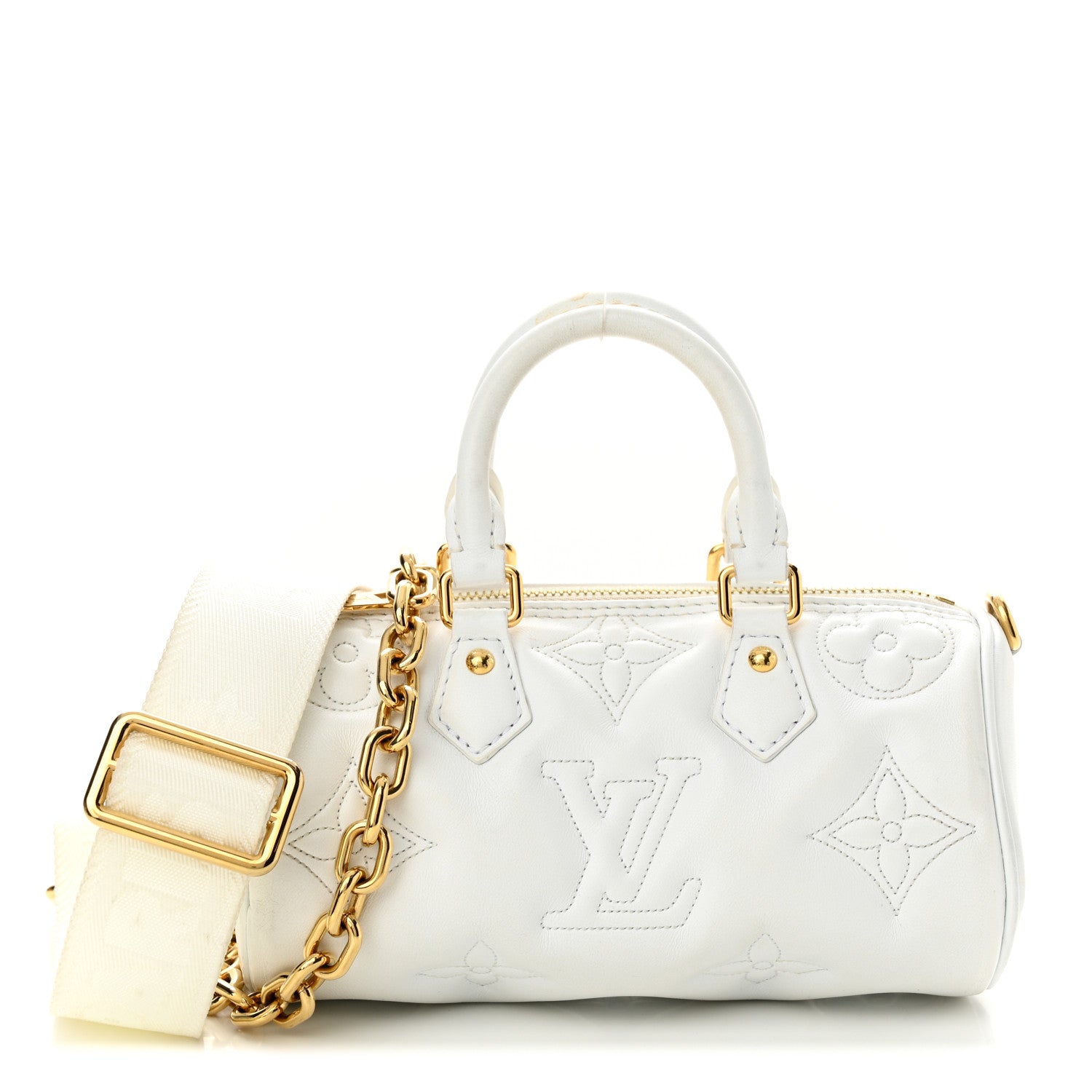 Louis Vuitton Calfskin Bubblegram Papillon BB Snow White 1 of 15