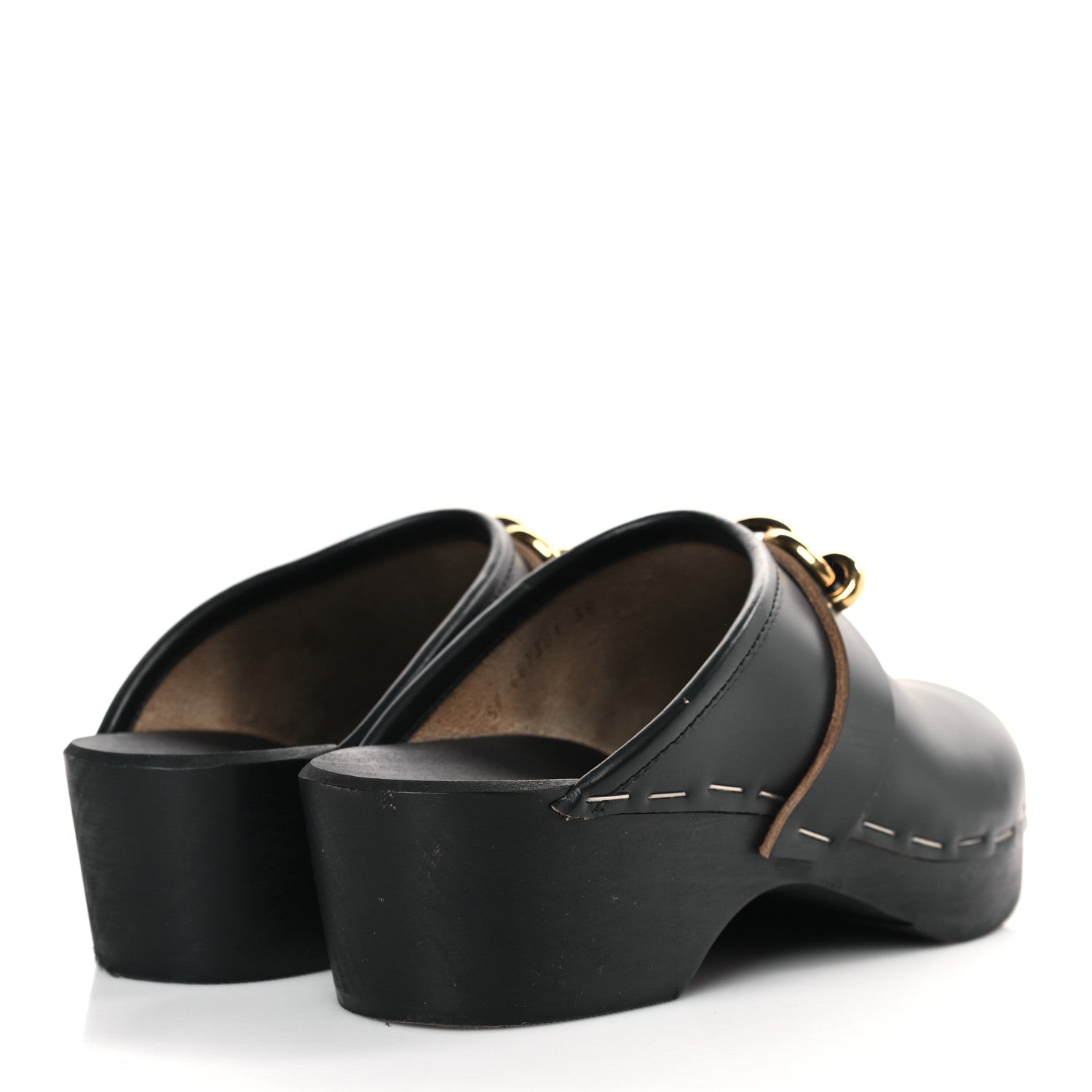 Saint Laurent Smooth Calfskin Le Maillon Clogs 38 Black 4 of 9