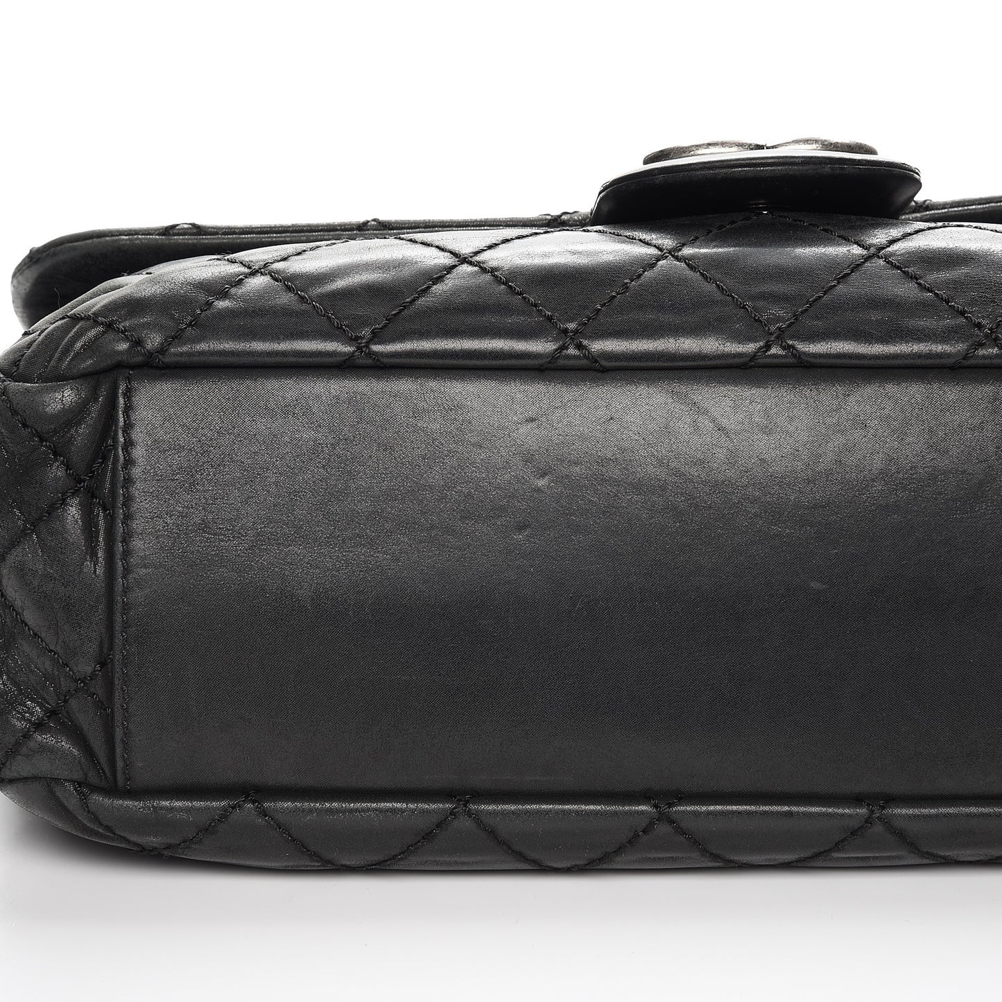 Iridescent Calfskin Large Coco Daily Flap Black
