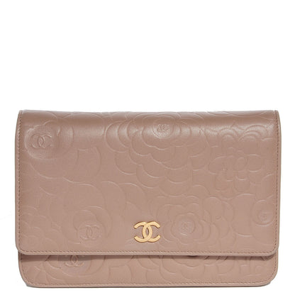 Chanel Lambskin Camellia Wallet on Chain Beige 1 of 8