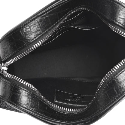 Saint Laurent Calfskin Crocodile Embossed Small Classic Monogram Camera Bag Black 7 of 9