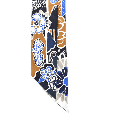 Hermes Silk Bingata Twilly Marine Tabac White 2 of 4