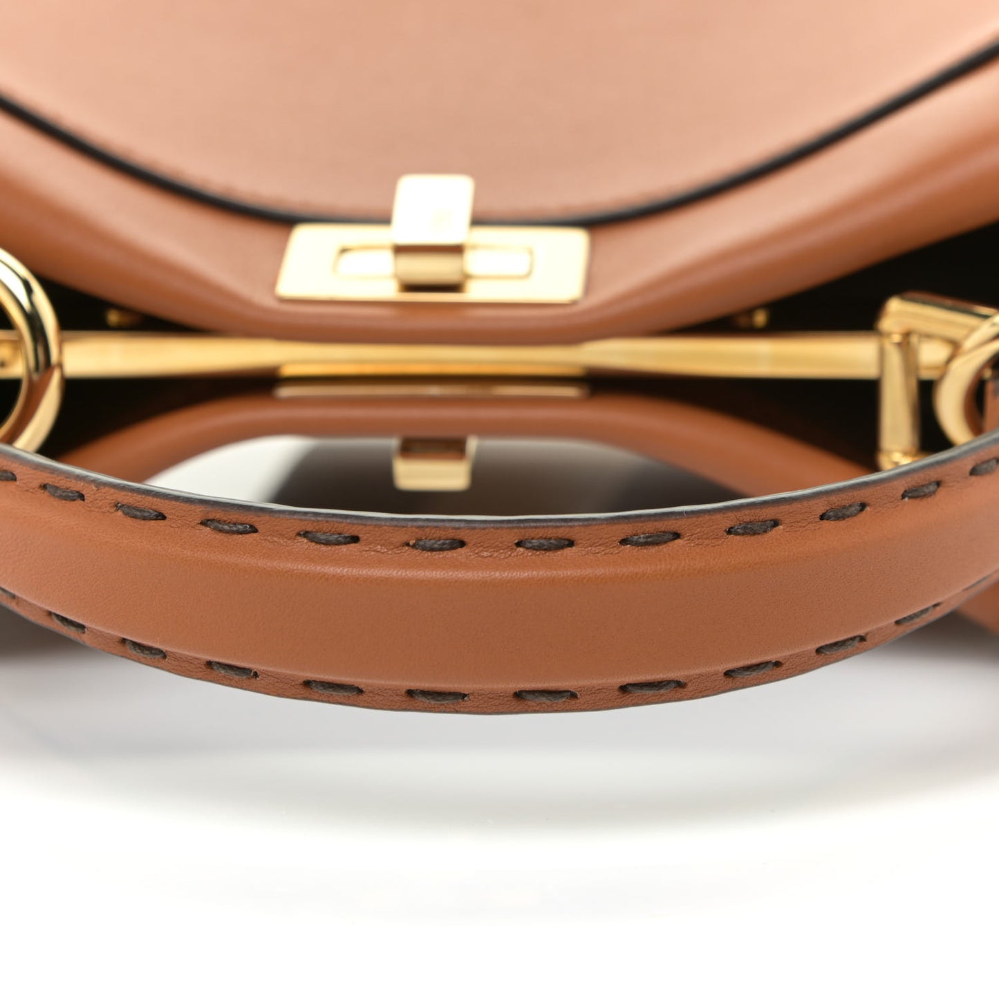Vitello Seta Canvas FF Embroidered Mini Peekaboo Iconic Satchel Brandy Amazzonia