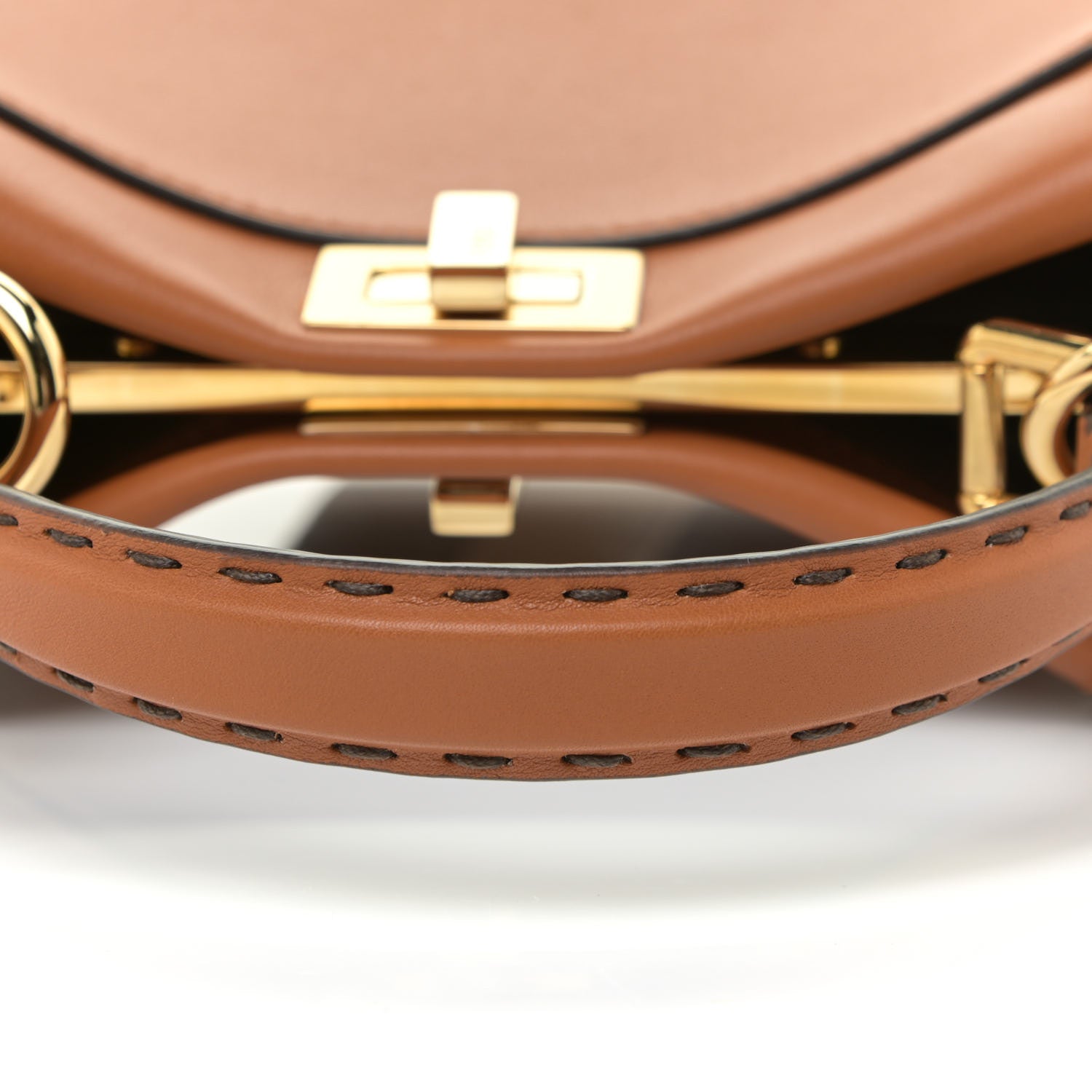 Fendi Vitello Seta Canvas FF Embroidered Mini Peekaboo Iconic Satchel Brandy Amazzonia 12 of 13
