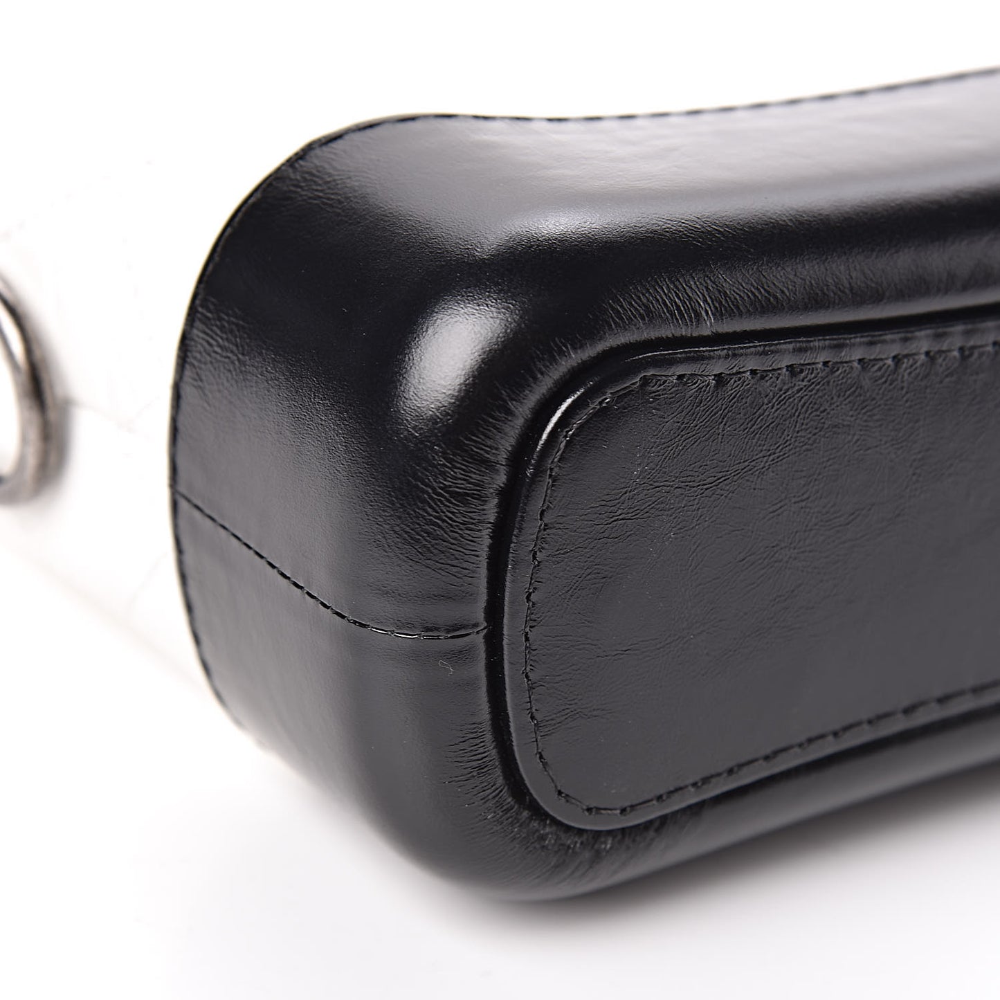 Aged Calfskin Quilted Small Gabrielle Hobo Black White
