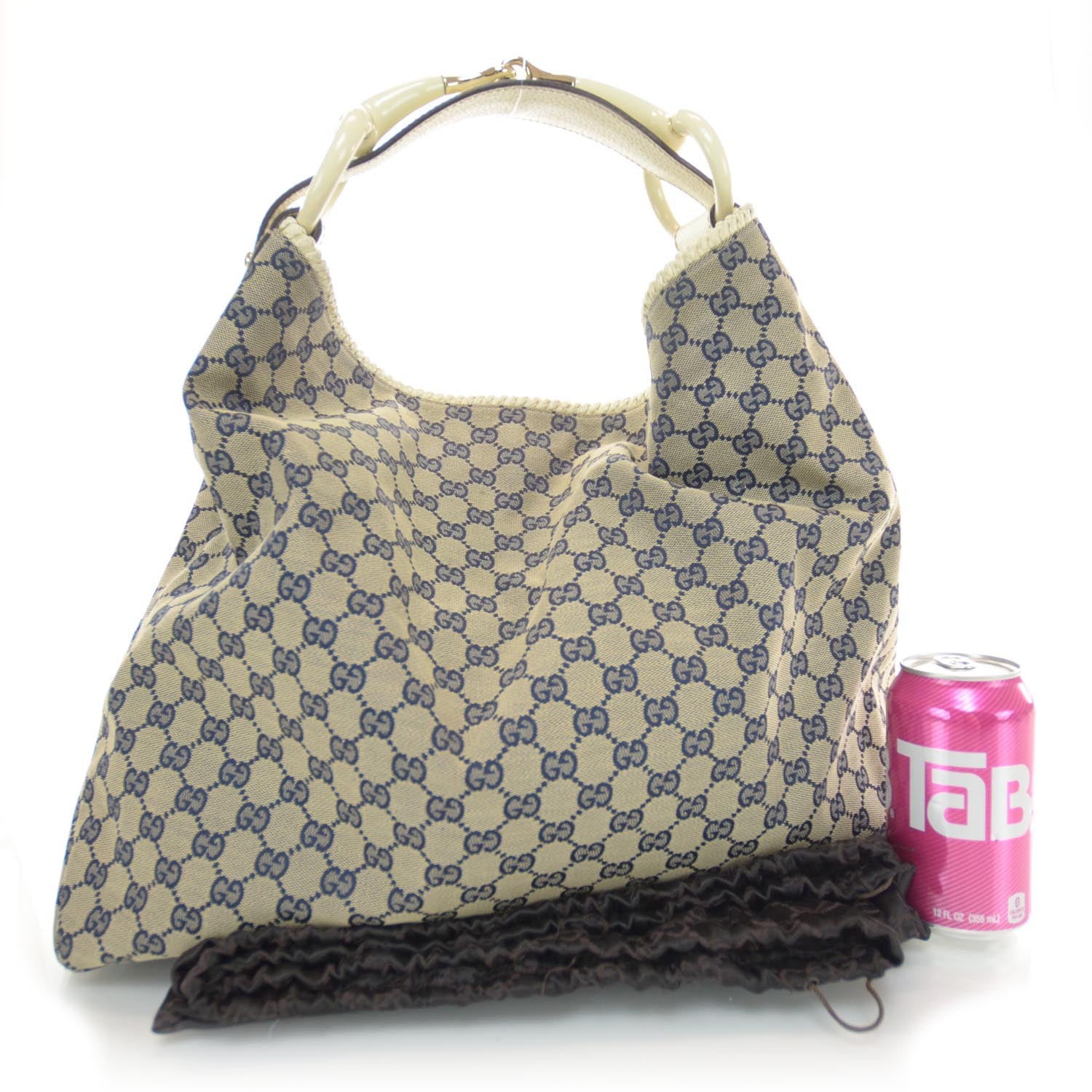 Gucci Monogram Large Horsebit Chain Hobo Navy 3 of 8