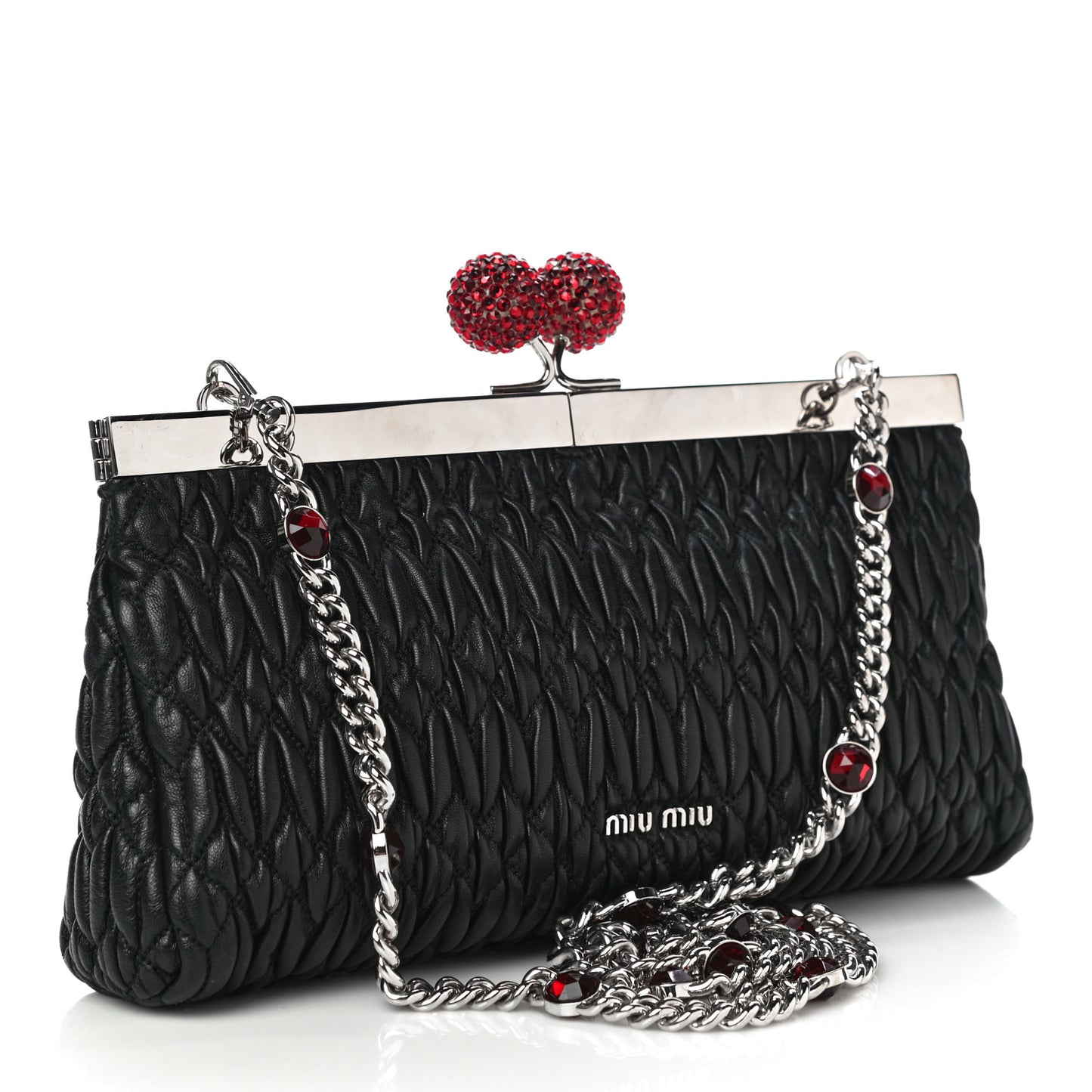 Matelasse Lux Kiss Lock Chain Clutch Black