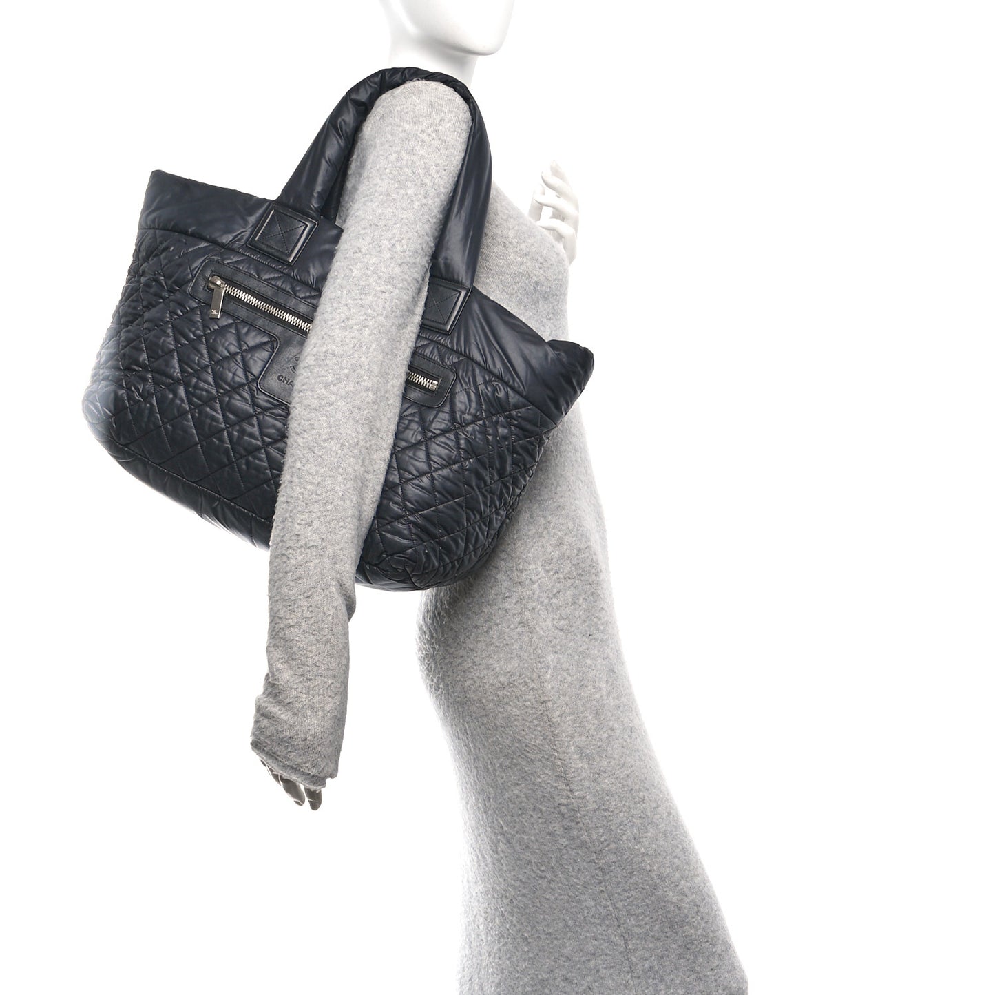 Nylon Quilted Large Coco Cocoon Tote Black