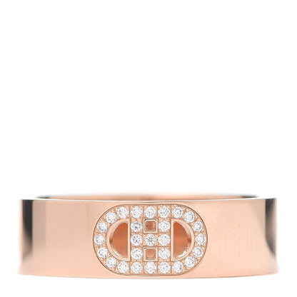 Hermes 18K Rose Gold Diamond PM H D'Ancre Ring 53 6.5 1 of 4