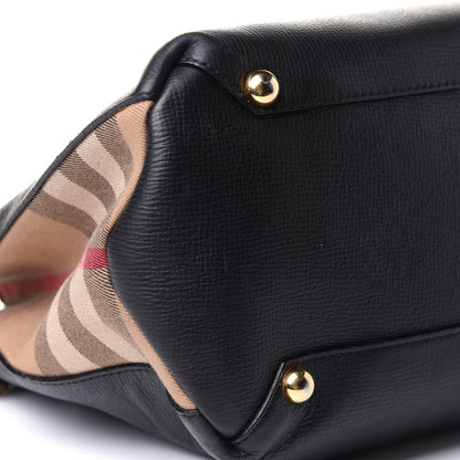 Burberry Grainy Calfskin House Check Medium Banner Tote Black 6 of 14
