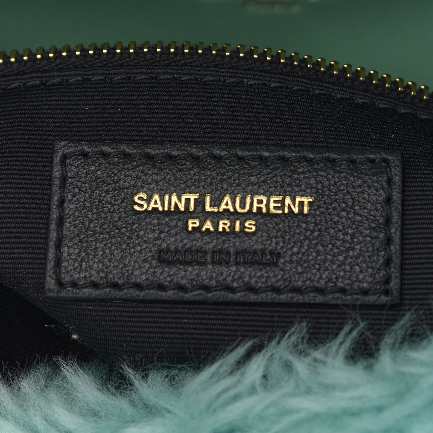 Saint Laurent Merino Shearling Lambskin Quilted Small Loulou Puffer Monogram Chain Satchel Iced Mint 6 of 9