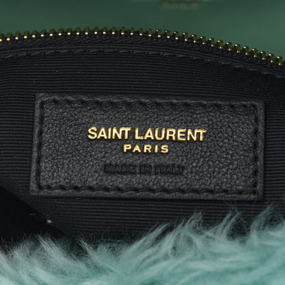 Saint Laurent Merino Shearling Lambskin Quilted Small Loulou Puffer Monogram Chain Satchel Iced Mint 6 of 9