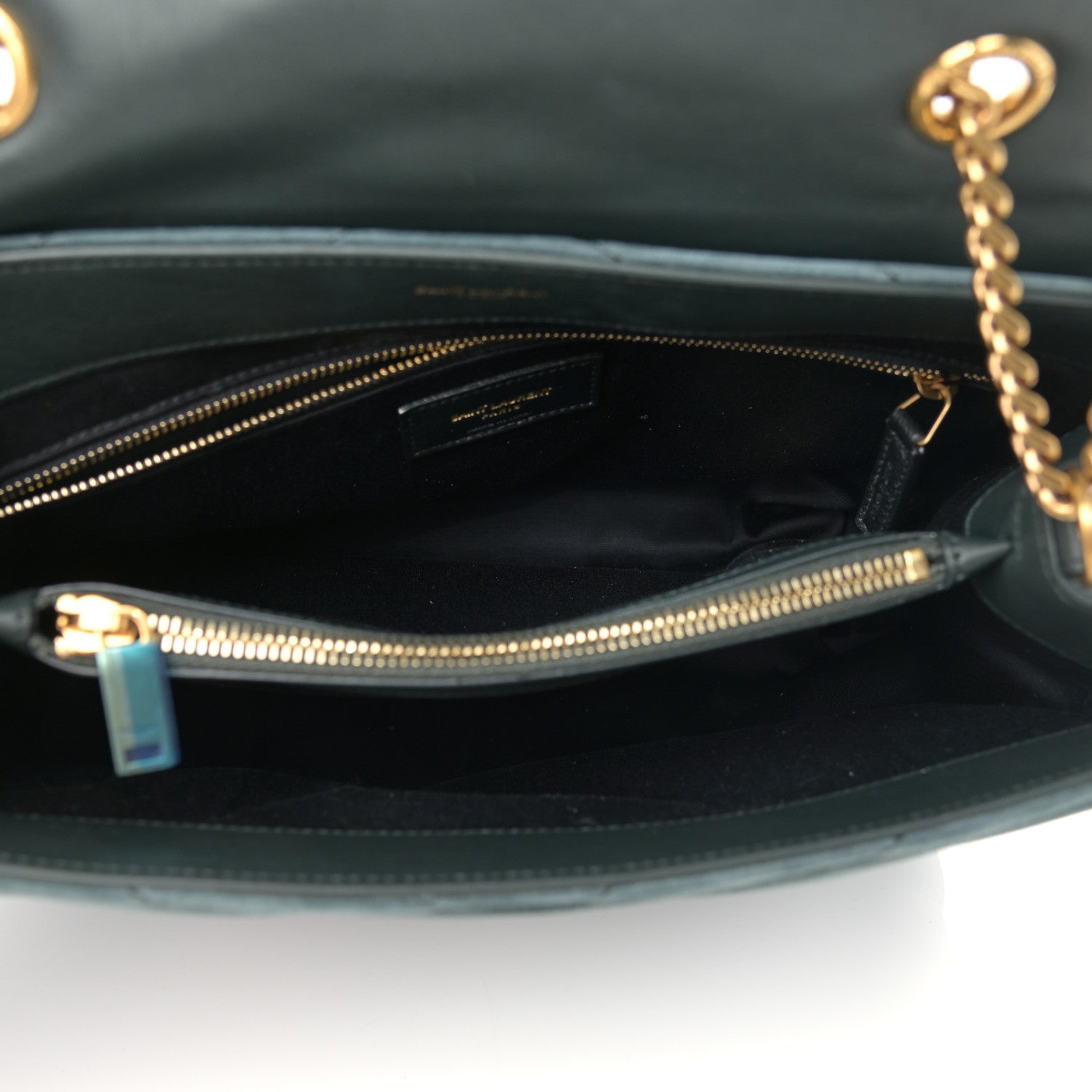 Saint Laurent Suede Y Quilted Monogram Medium Loulou Chain Satchel Deep Green 5 of 10