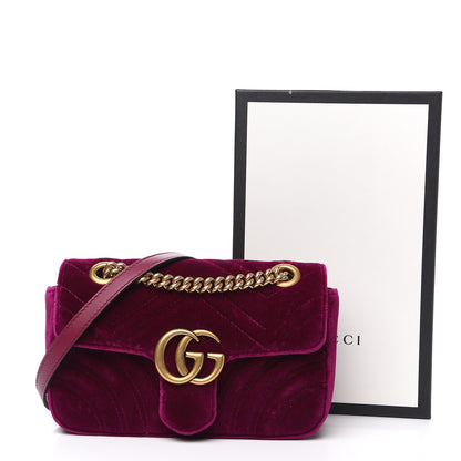 Gucci Velvet Matelasse Mini GG Marmont Shoulder Bag Fuchsia Violet Cyclamen 11 of 11
