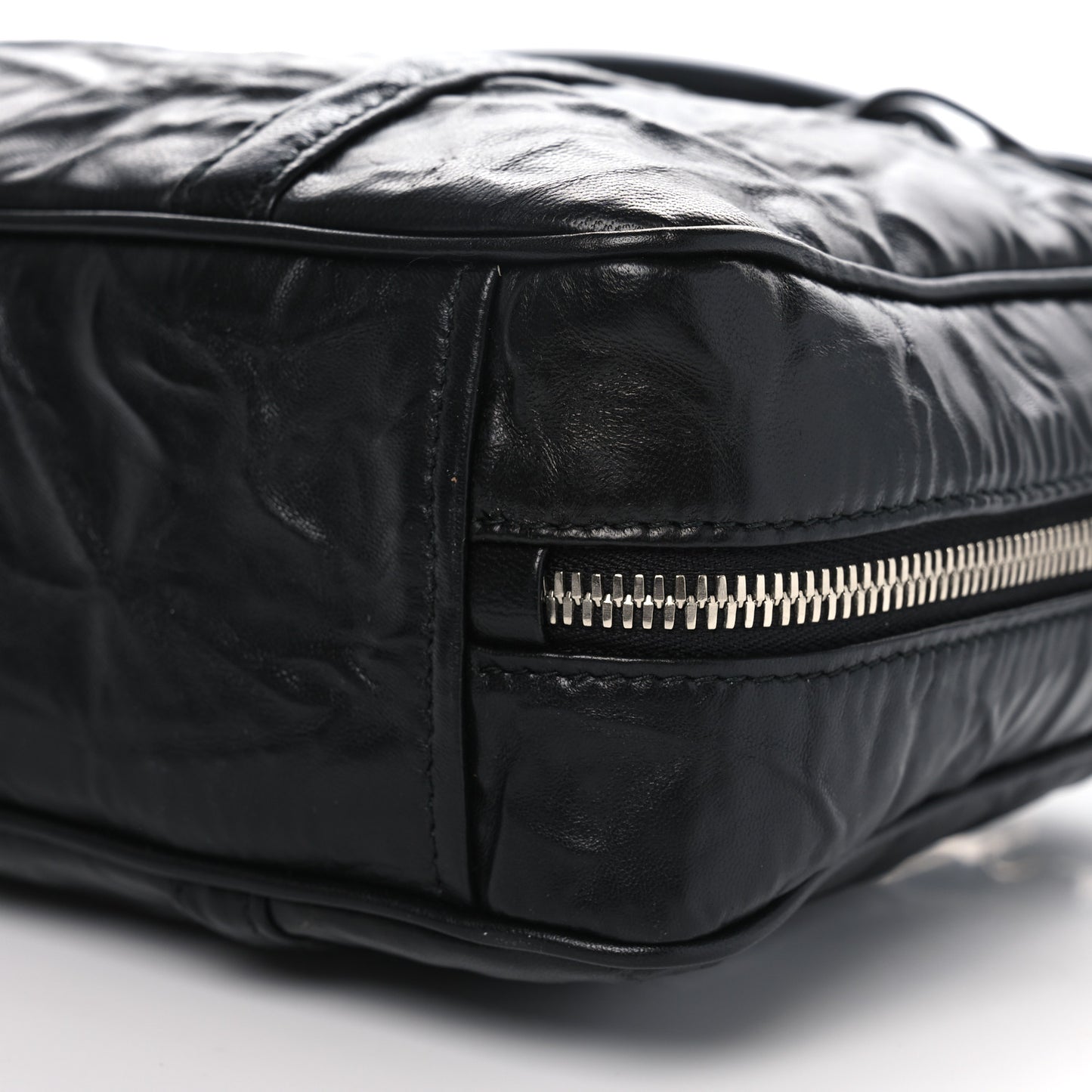 Nappa Antique Medium Re-Edition 2001 Two Handle Bag Black