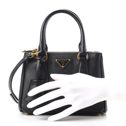 Prada Saffiano Micro Galleria Double Zip Tote Nero Black 3 of 9