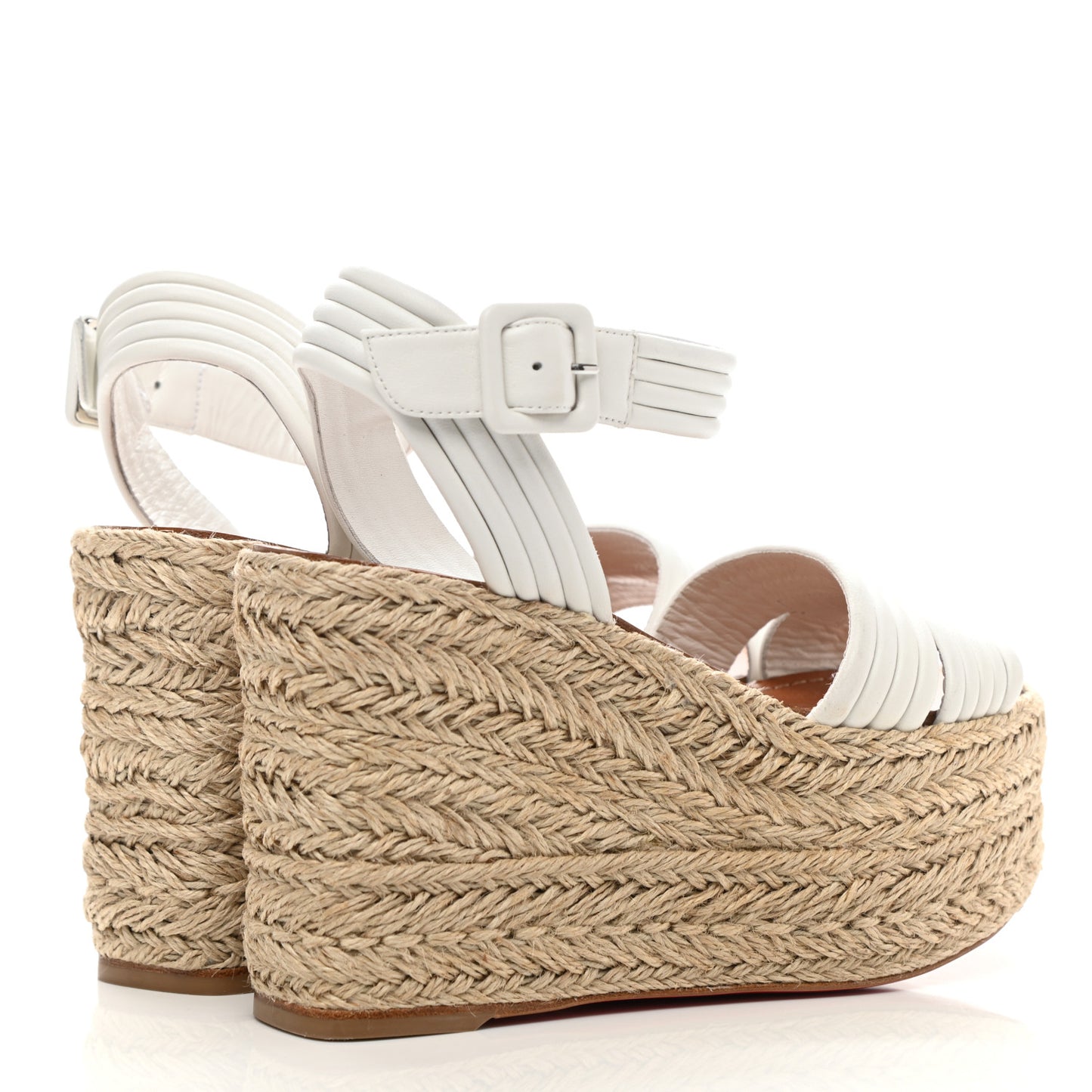 Calfskin Rope Manola Zeppa 90 Espadrille Wedge Sandals 36 White