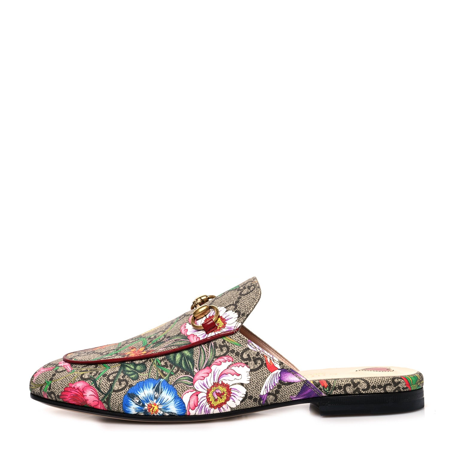 Gucci GG Supreme Monogram Flora Womens Princetown Slippers 36.5 Beige Ebony Multicolor Rosso 1 of 8