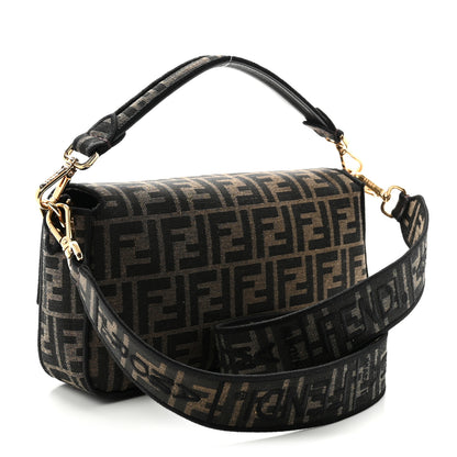 Fendi Fabric Jacquard FF 1974 Medium Baguette Tobacco Moro Black 3 of 10