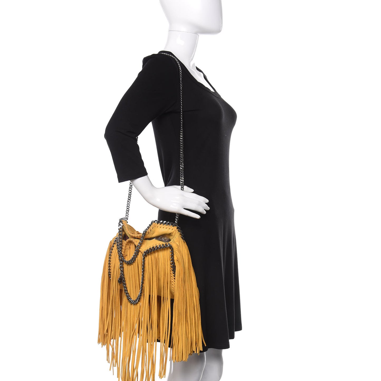 Shaggy Deer Fringe Mini Falabella Tote Yellow