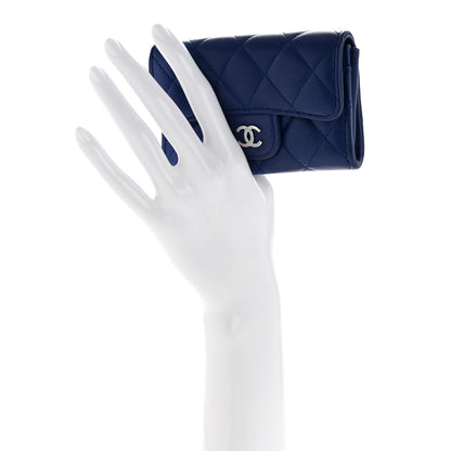 Chanel Lambskin Quilted Flap Card Holder Wallet Blue 2 of 10