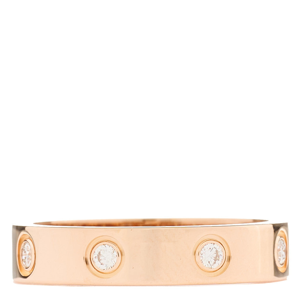 Cartier 18K Pink Gold 8 Diamond 4mm LOVE Wedding Band Ring 51 5.75 3 of 6