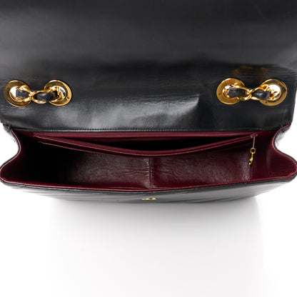 Chanel Lambskin Diagonal Quilted Jumbo Single Flap Black 5 of 11