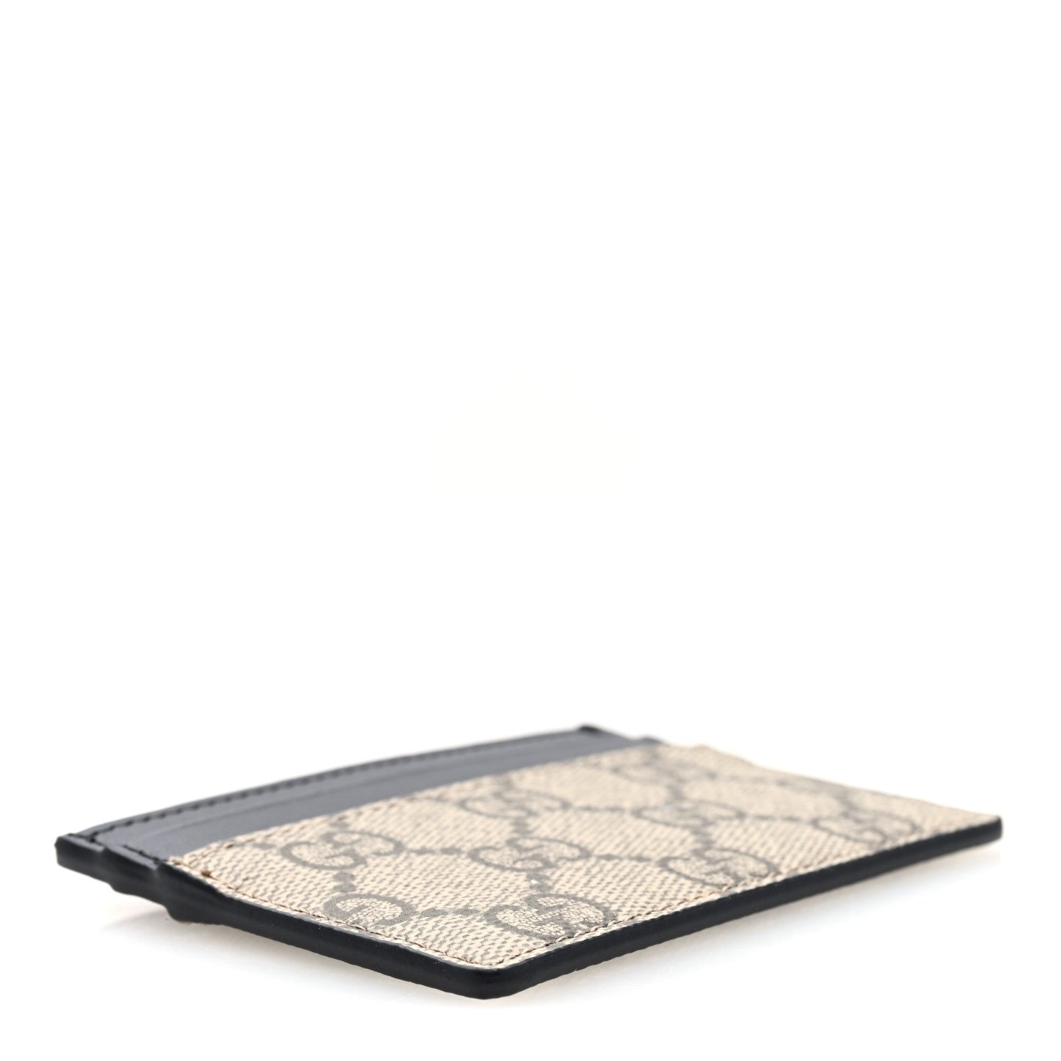 Gucci GG Supreme Monogram Calfskin Card Holder Beige Black 4 of 6