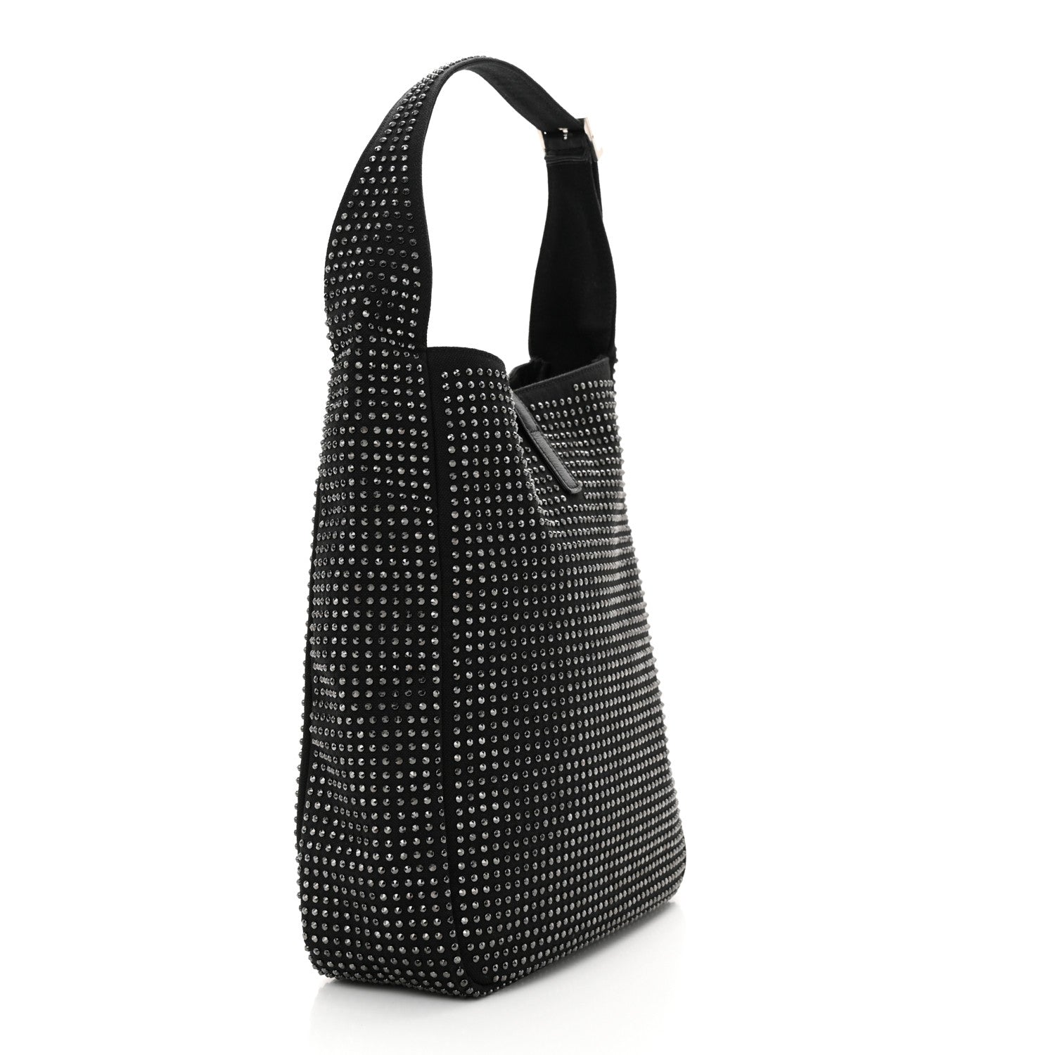 Saint Laurent Cotton Studded Le 5 A 7 Soft Hobo Black 3 of 10