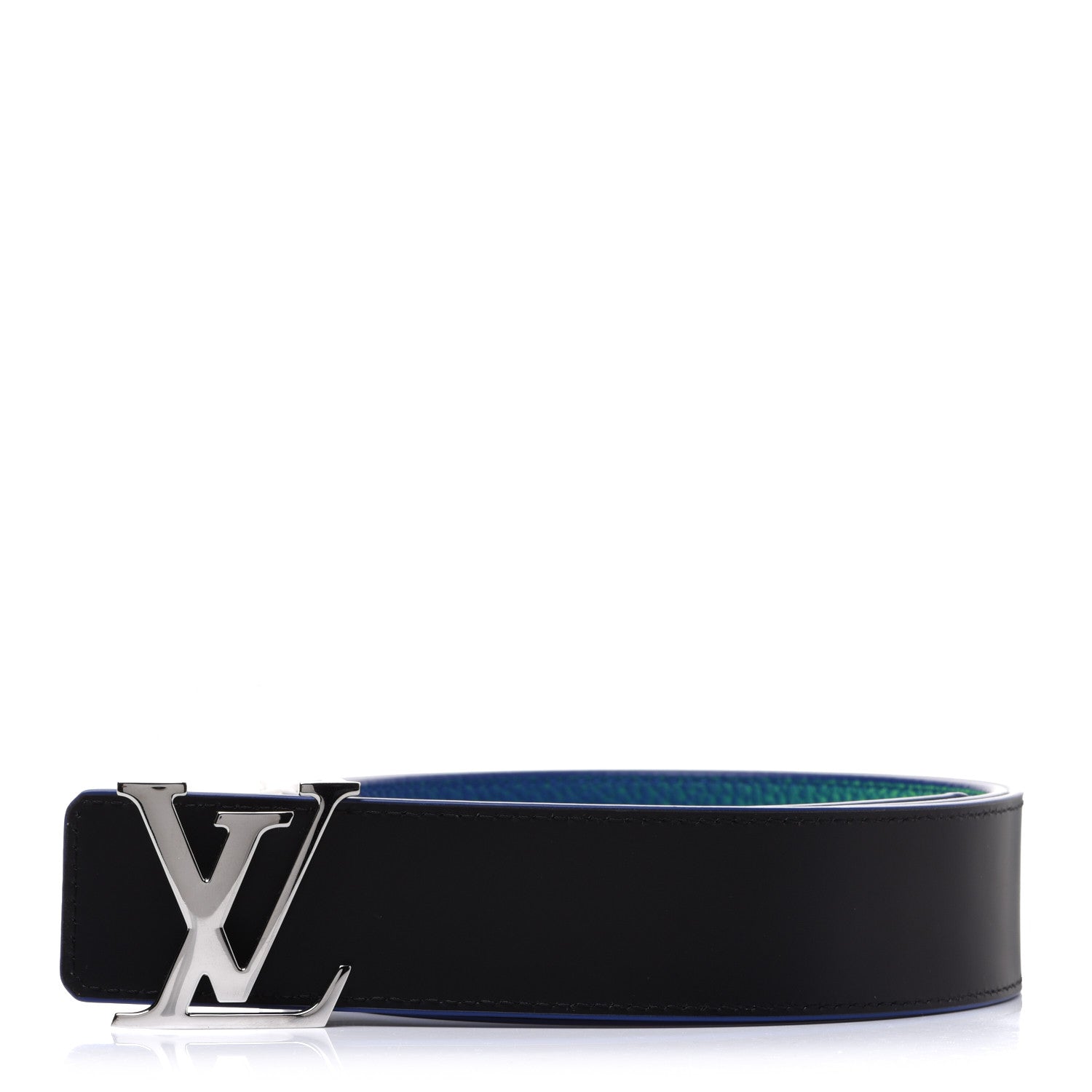 Louis Vuitton Taurillon Illusion 40mm LV Initiales Reversible Belt 95 38 Bleu Vert 3 of 8