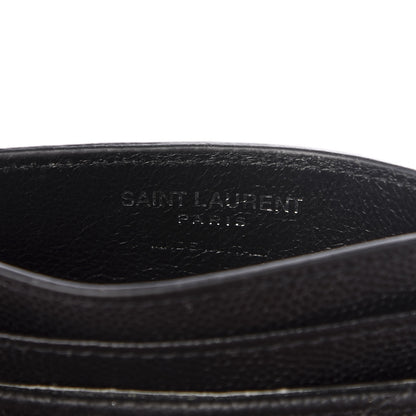Saint Laurent Grain De Poudre Matelasse Chevron Monogram Credit Card Case Black 4 of 8